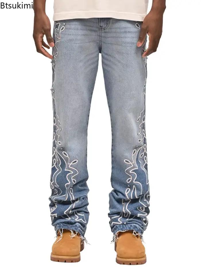 Nouveau Jean décontracté dégradé bleu pour homme/femme 2026