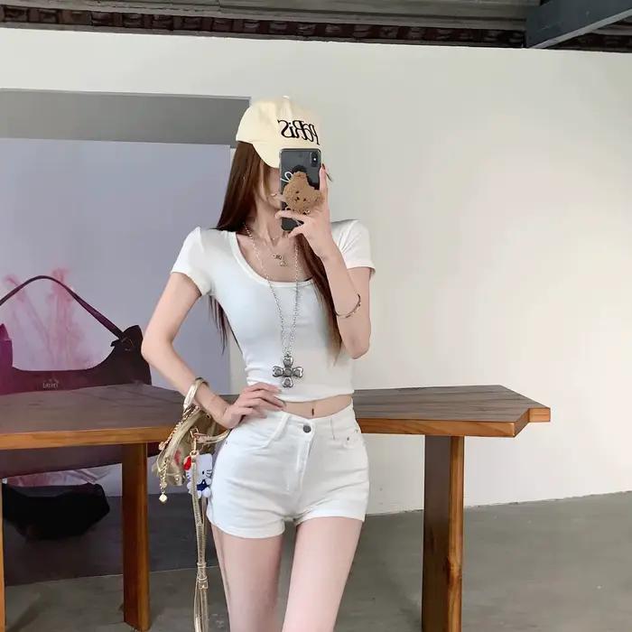 Shorts en jean blanc pour femme