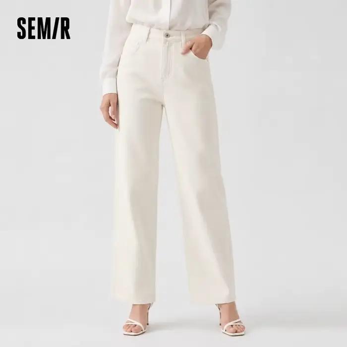 Semir jean femme jambe large doublé polaire confortable taille haute hiver 2025 nouveau pantalon longueur au sol