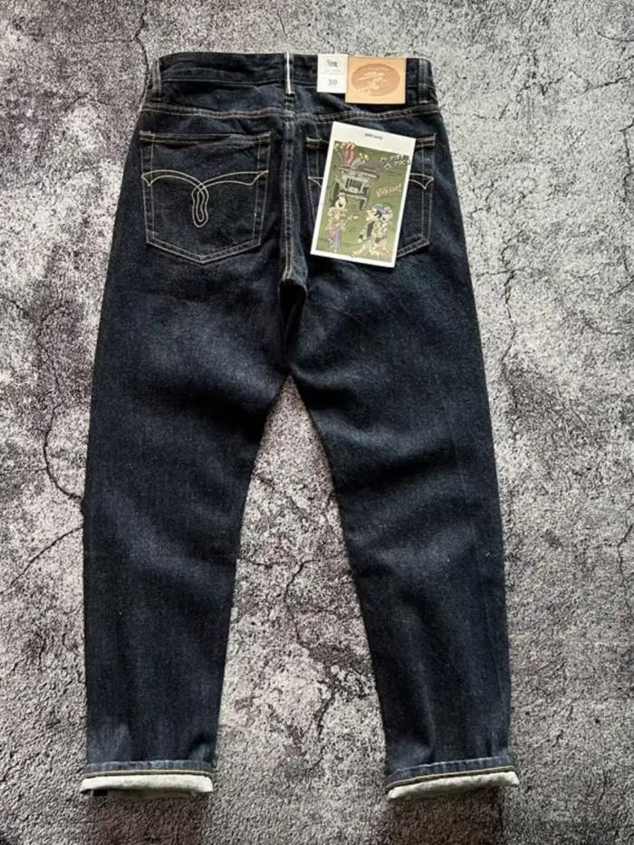 Jean en denim droit slim rétro américain pour homme