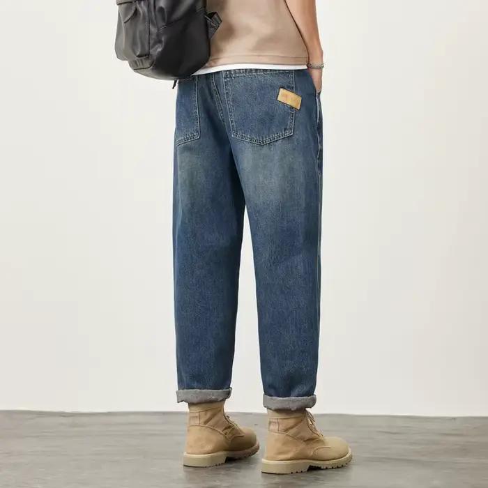 Jean droit micro-cône d'été pour hommes, ample, confortable et polyvalent, décontracté, adolescent, tendance, pantalon rétro pour hommes