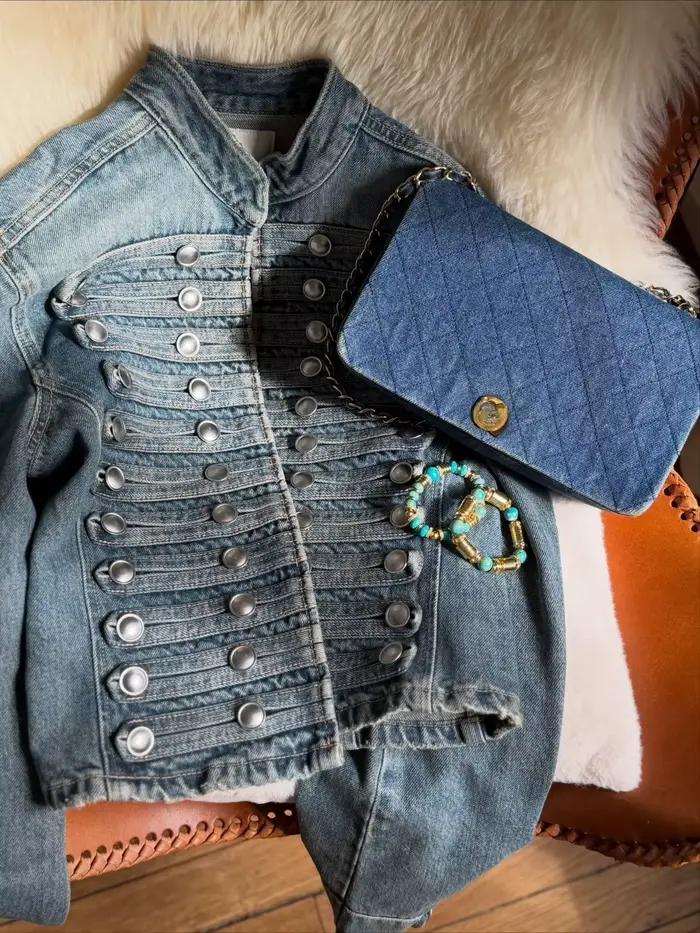 Suninbox Veste en jean vintage à manches longues pour femme avec boutons sur le devant