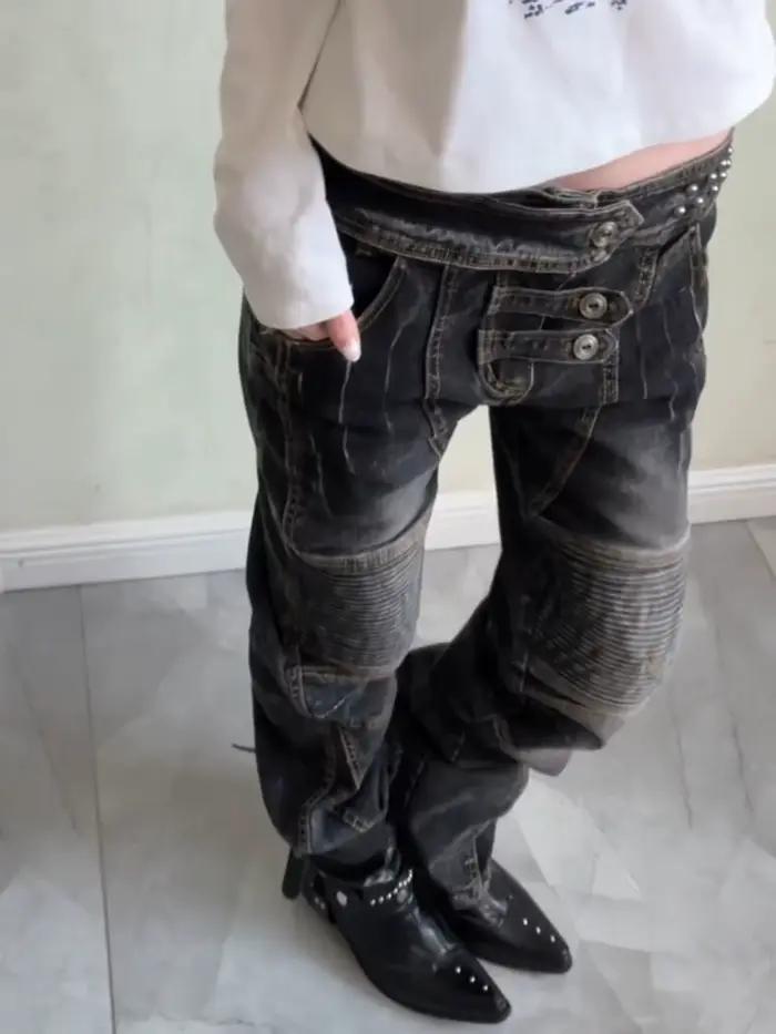 Jeans Femme Taille Basse Style Dark Academia