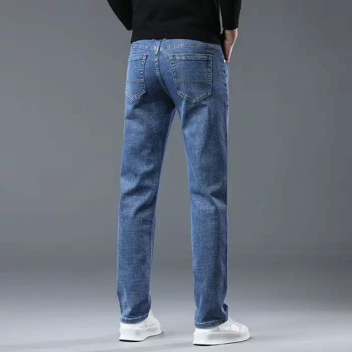 Mode jean droit hommes élastique ajusté affaires pantalon