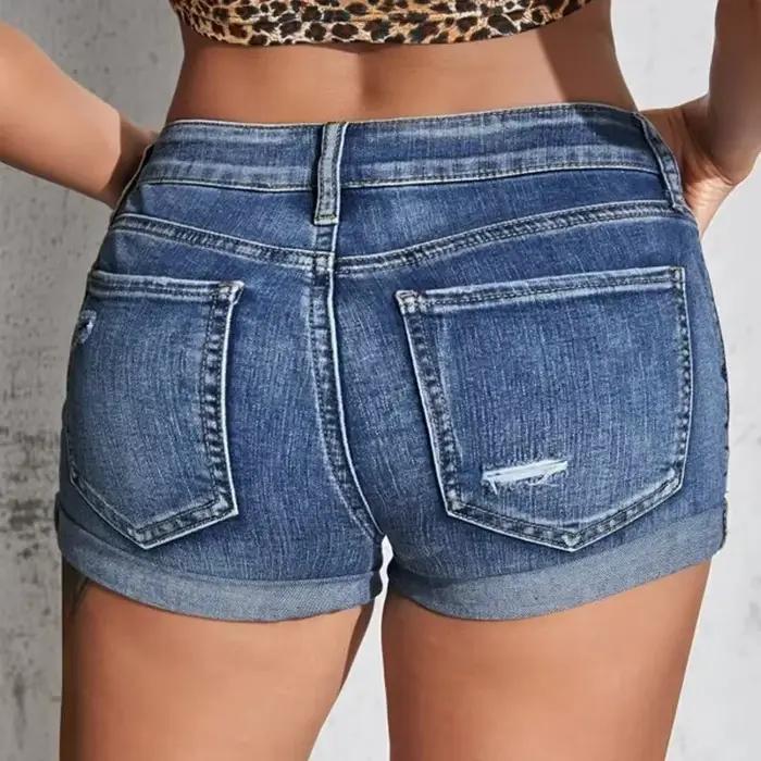 Short en jean fendu pour femme