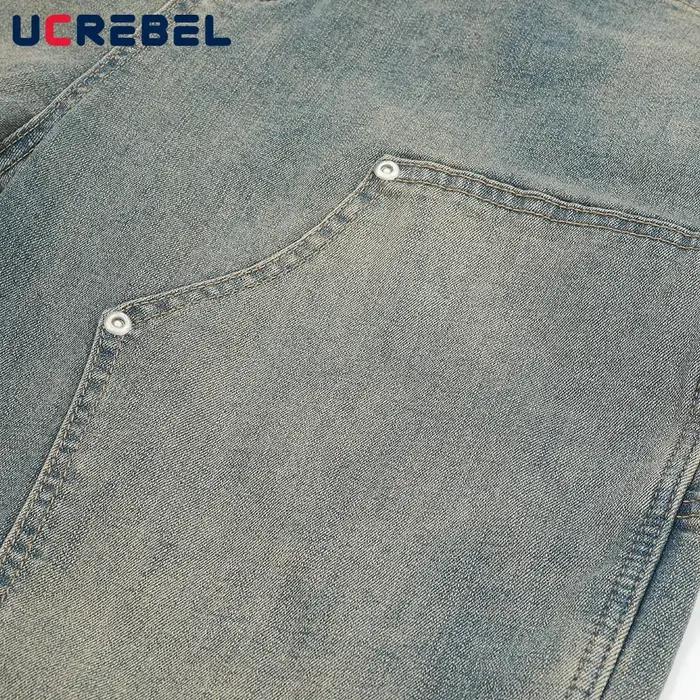 Pantalon évasé en denim à double genou pour homme