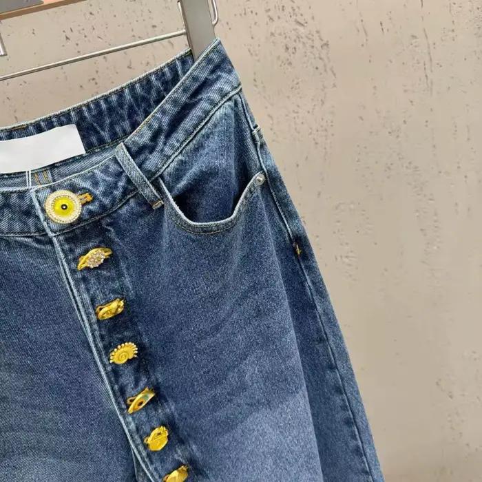 Jean High Street Nouveau Modèle Coupe Droite Ample avec Boucle Robuste et Empiècements Croisés