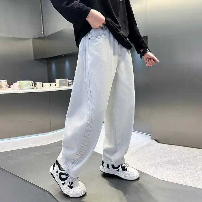 Nouveau élégant enfants blanc Baggy jean pour adolescents garçon 2026 printemps automne large Denim pantalon