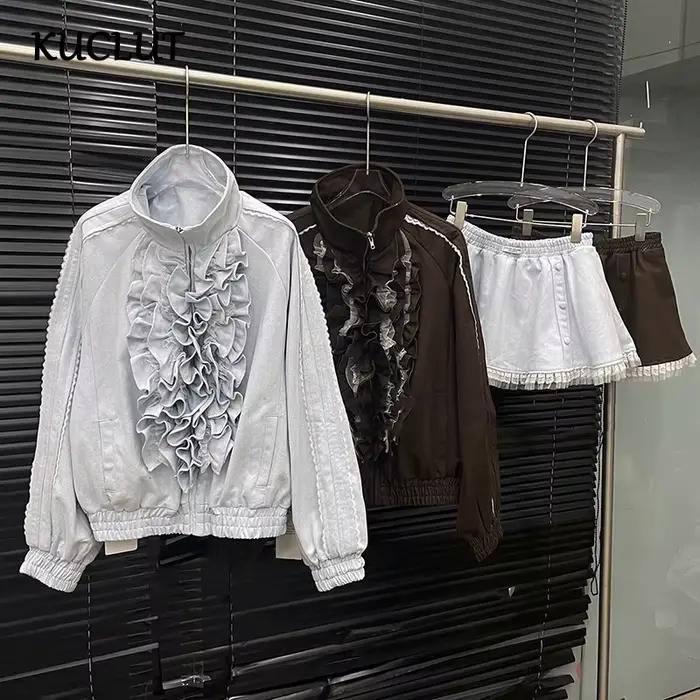 KUCLUT 2026 Nouvelle Collection Printemps – Manteau Ample Femme à Volants en Dentelle