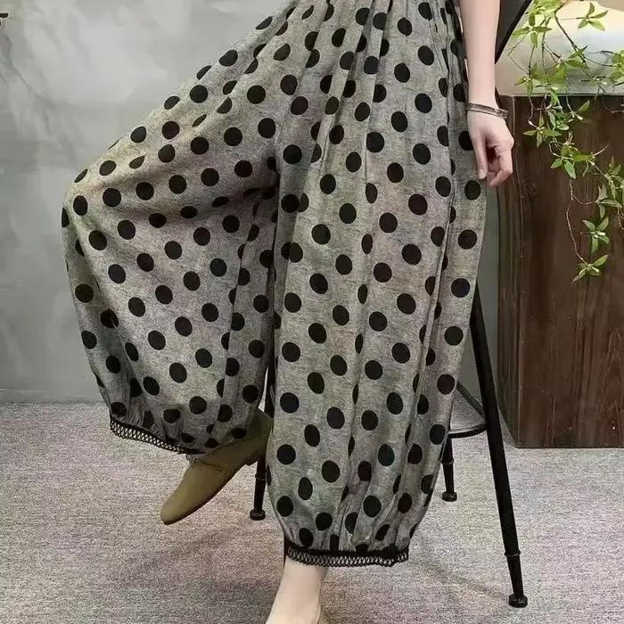 Pantalon Harem à imprimé floral, pantalon ample décontracté pour femme, taille élastique, style vintage, printemps-été