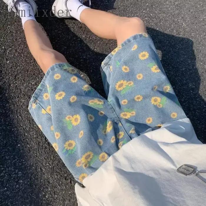 Short Andrr Destroy en denim pour hommes et femmes, capris high street, techwear surdimensionné, pantalon de plage de loisirs, streetwear unisexe, été, yunyiwa