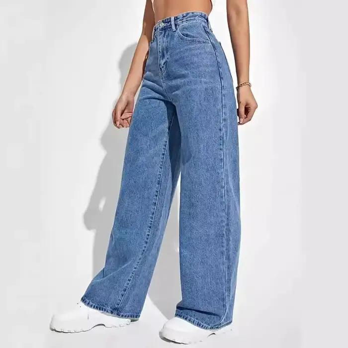 Jean bleu rétro ample pour femmes, style Y2K, pantalon droit, haute taille, tout-en-un, mode moderne occasions diverses