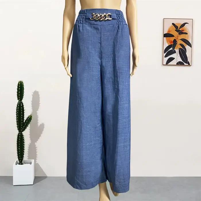 Pantalon taille haute à jambes larges