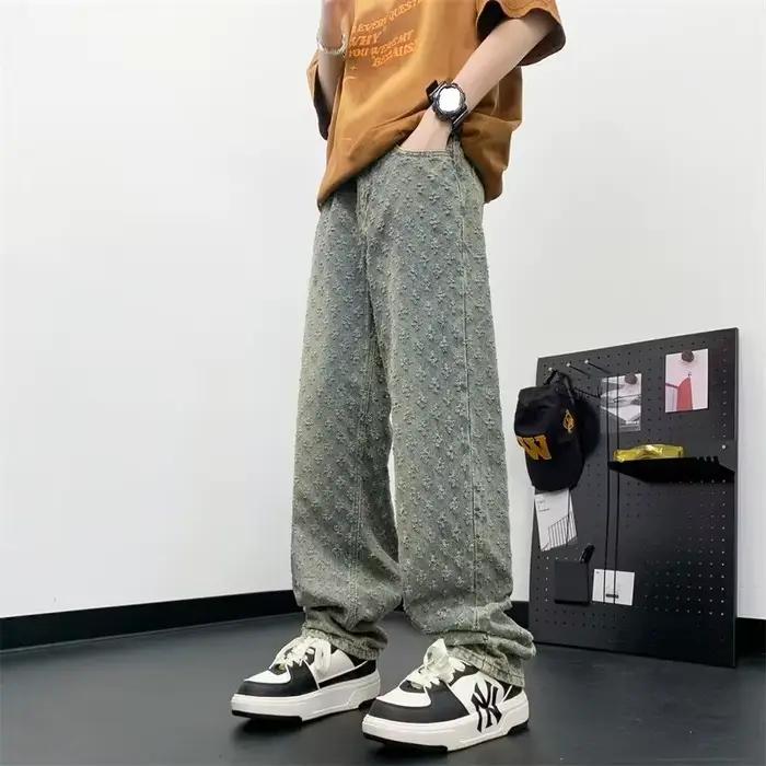 DistMurcia-Pantalon en denim à motif jacquard pour hommes