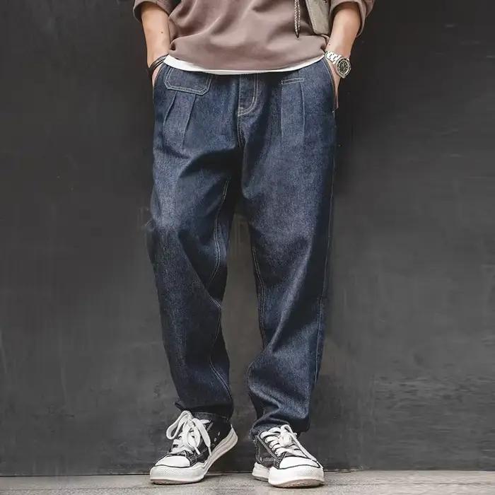 Maden rétro Denim lavage Baggy hommes Jean jambe large pantalon conique mode décontracté Streetwear