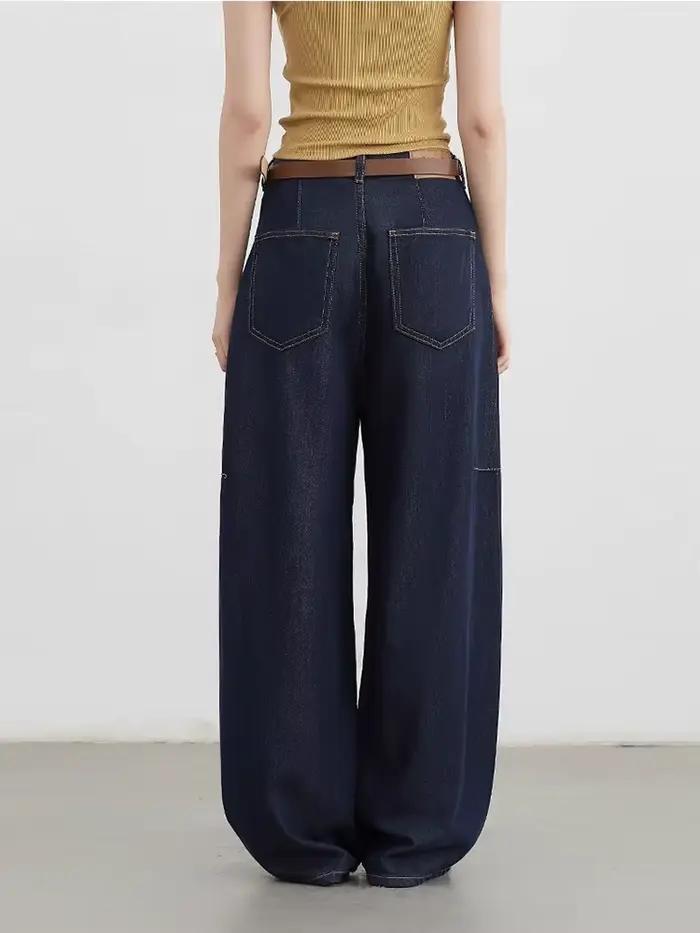 CHIC VEN femmes jean ample décontracté nouveau taille haute fendu femme jambe large Denim pantalon printemps automne 2025