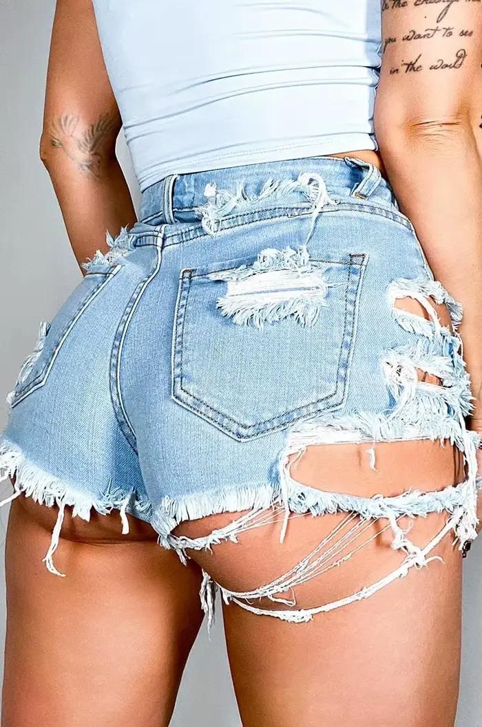 Shorts Jean Taille Haute Sexy Pour Femmes Occasions Estivales Soirées Plages