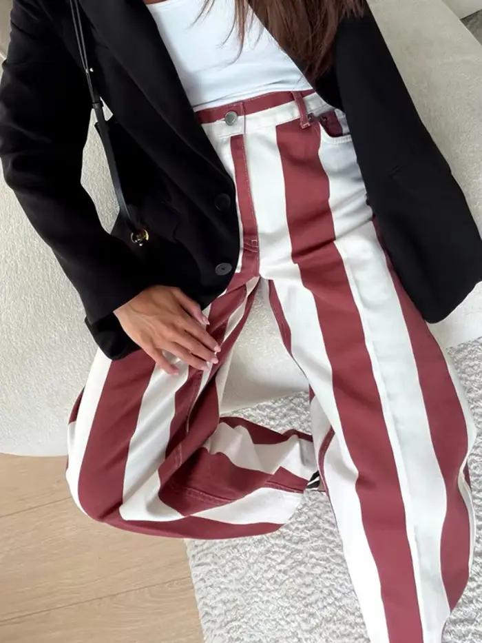 Jean rayé multicolore pour femme