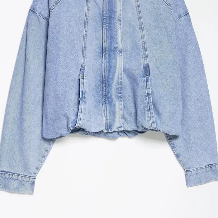 Veste en jean à col haut pour femme