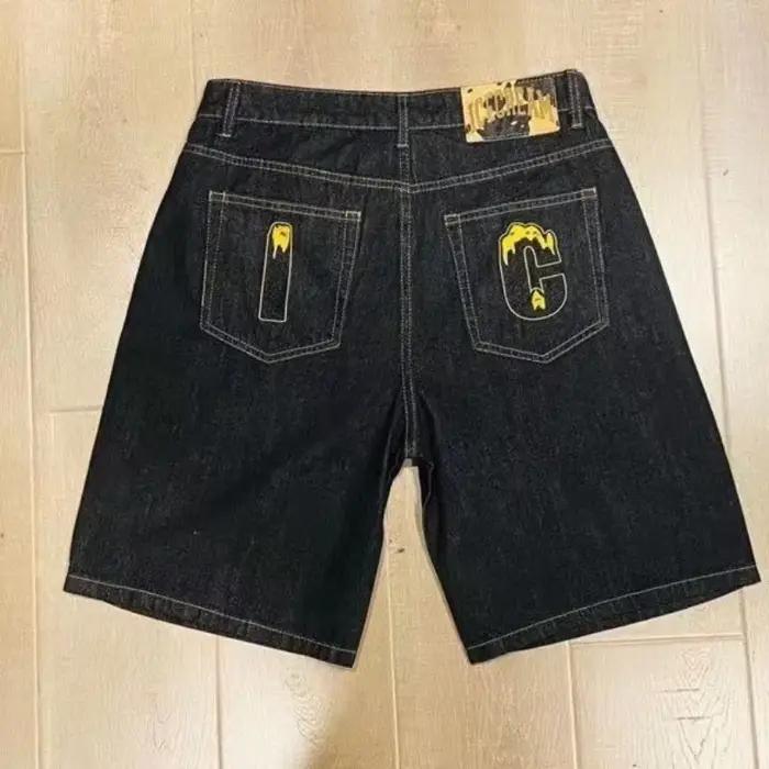 Y2k Streetwear Jean Shorts de sport pour hommes décontracté mode esthétique motif imprimé pantalon de survêtement ample