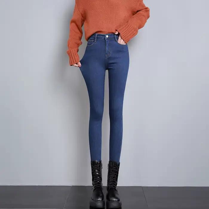 Nouveau femmes jean thermique hiver neige chaud en peluche Stretch