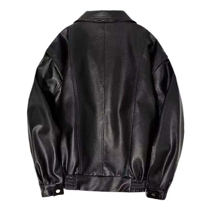 Blouson aviateur en simili cuir vintage pour hommes et femmes coupe-vent printemps automne manteau mode vêtements d'extérieur veste en PU moto motard racing jacket style homme femme robustesse élégance confort polyvalence