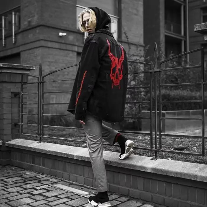 Veste en jean gothique Harajuku pour hommes