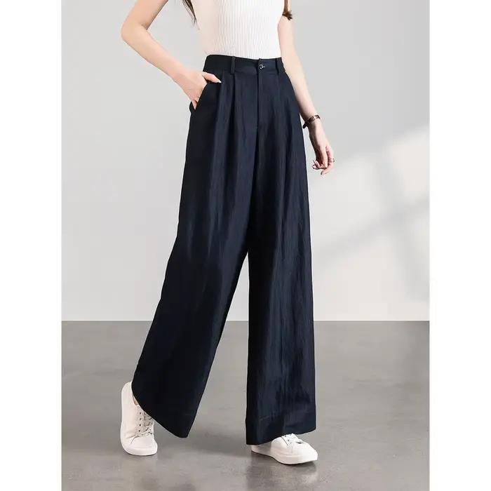 Pantalon large décontracté taille haute pour femme VIMLY