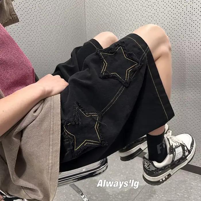 Shorts Patchwork Hommes Vintage Denim Été Décontracté Loisirs Ulzzang Streetwear Chic Occasions Spéciales