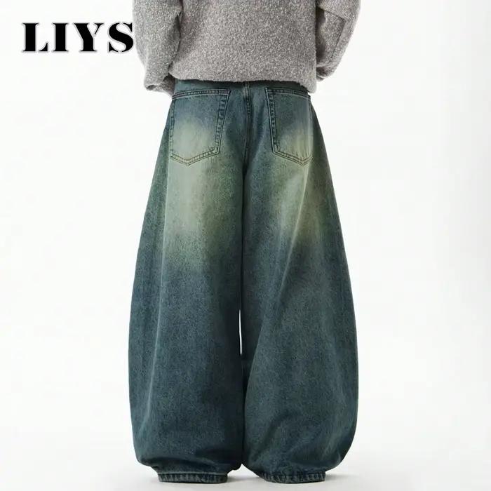 Vêtements pour hommes bleu pantalon en jean à jambes larges