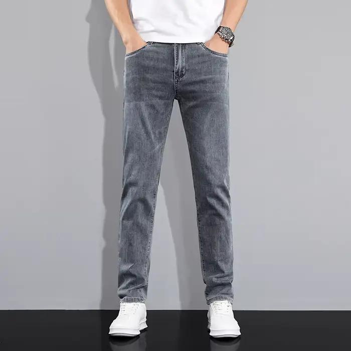 Marque de luxe printemps été hommes jean mince Denim pantalon coton bleu travail en plein air corée
