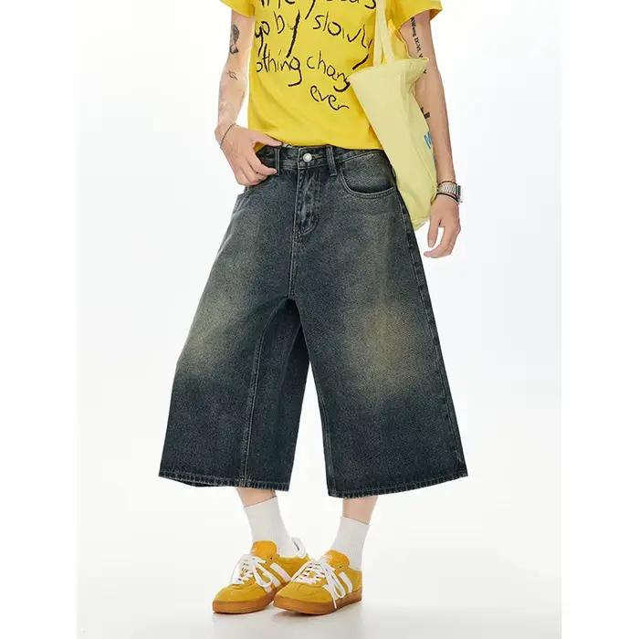 Pantalon Capri en Denim Américain Délavé Vintage 2026
