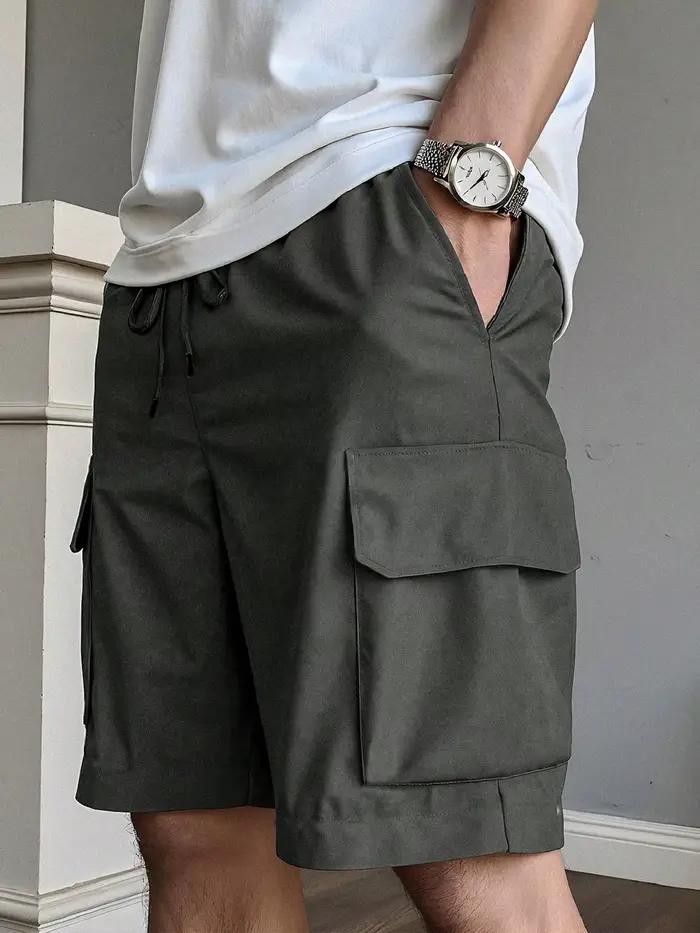 Shorts cargo décontractés pour hommes — Tissu tissé non extensible | Doux et confortable | Design simple de couleur