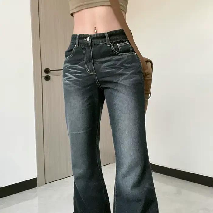 Y2K – jean à taille moyenne et jambes larges pour femme