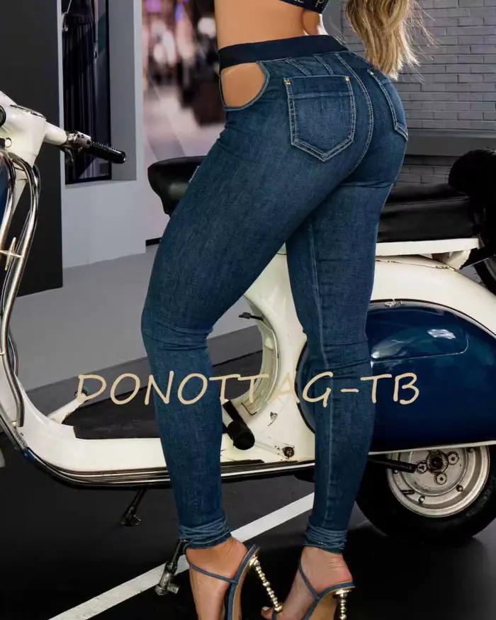 Jeans bas personnalisables pour femme, coupe serrée, levage de hanche, style moto et motarde, pantalon denim élastique pour toute la saison