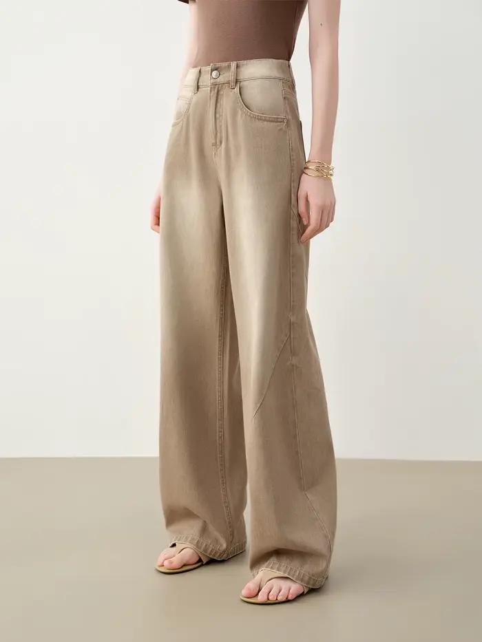 Jeans vintage délavés ZIQIAO coupe ample pour femme, style urbain décontracté, confortable et durable pour printemps et été ```