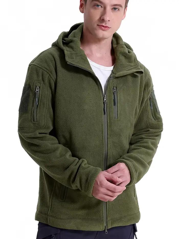 Veste polaire tactique homme militaire avec fermeture éclair et multiples poches pour randonnée et chasse hiver