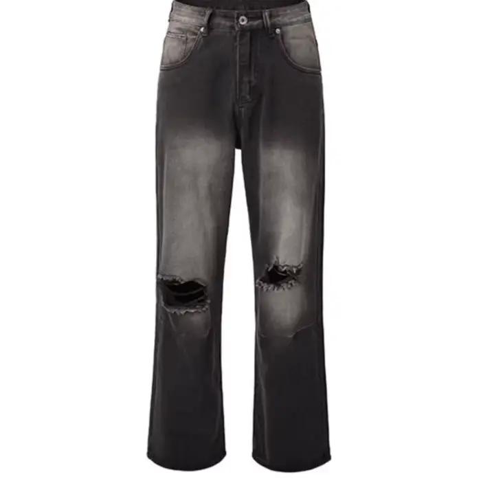 Jeans vintage Y2K pour hommes coupe droite déchiré style streetwear hip-hop baggy ocassions décontractées et cadeaux pour les fans de mode vintage