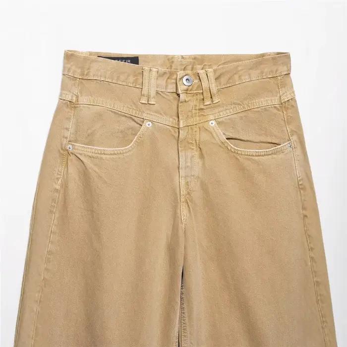 Jean décontracté vintage polyvalent coupe ample en polyester
