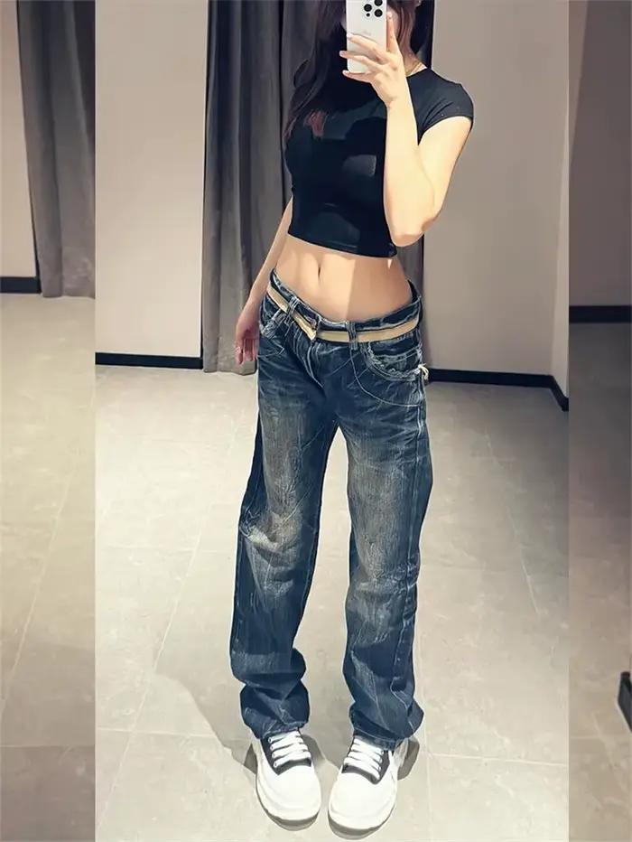 Jeans brodés aux ailes dorées personnalisés pour enfants, pantalon évasé taille basse, design décontracté, printemps été, pour filles occasions spéciales