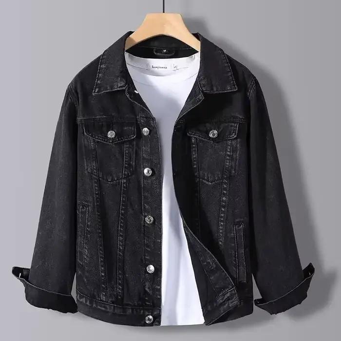 Manteau en jean pour hommes, vestes en Denim noires d'automne, de haute qualité, hiver 2025, Joker à faible coût, mode grande taille, vêtements pour hommes, nouveau en Y2k