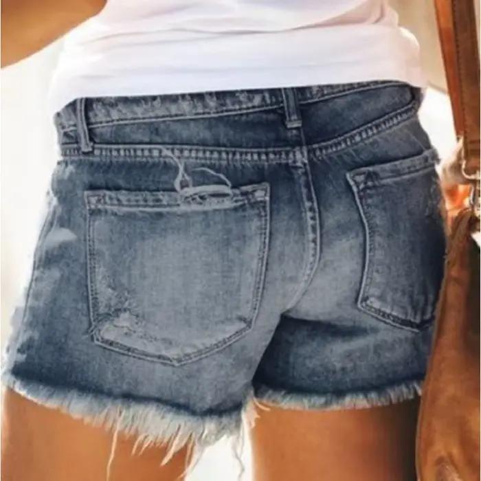 Botvotee été déchiré maigre Shorts jean pour femmes taille haute décontracté Denim