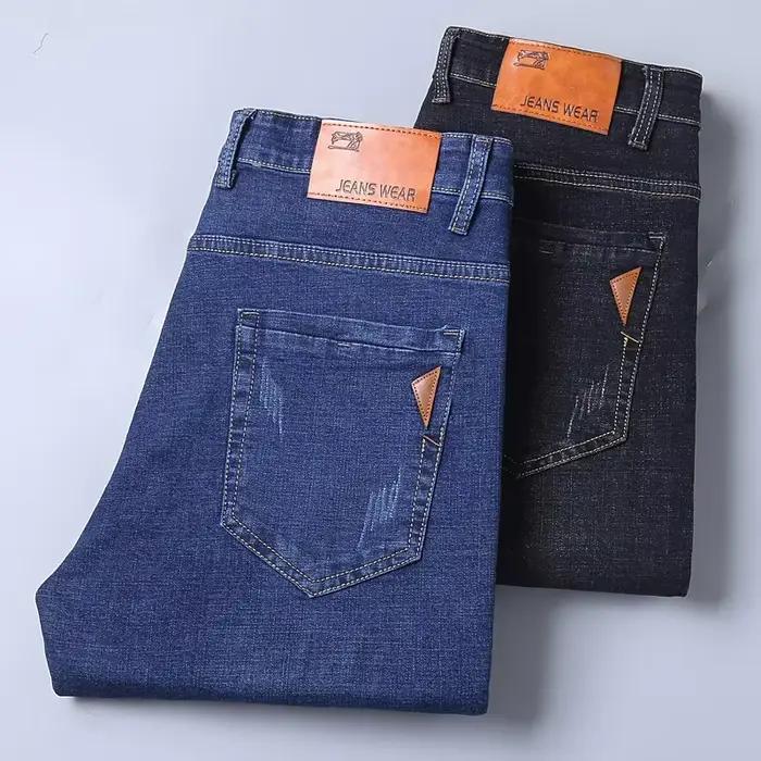 Jeans droits pour hommes, coupe slim extensible, confortable et doux, idéal pour le business, disponible en plusieurs couleurs et tailles, adaptable à toutes les saisons