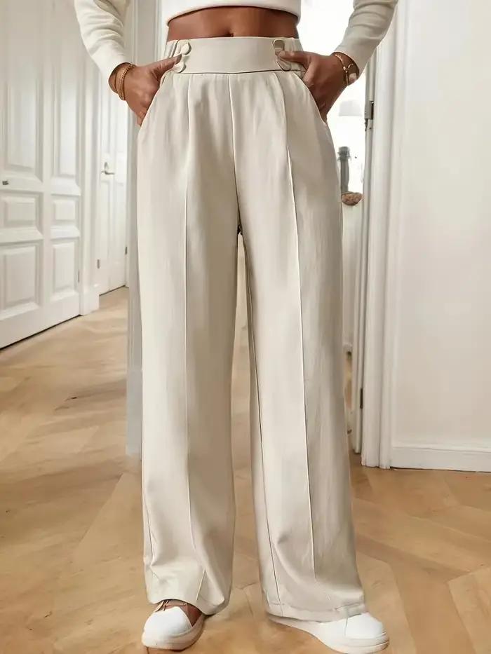 Pantalon taille haute à jambes larges pour femmes