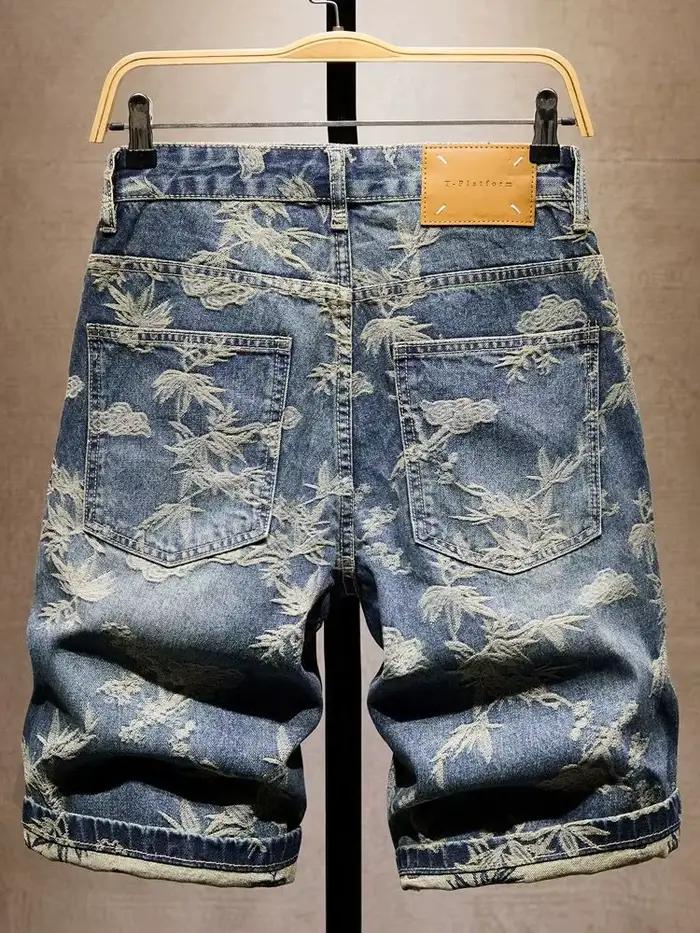 Short en jean Jacquard Style chinois