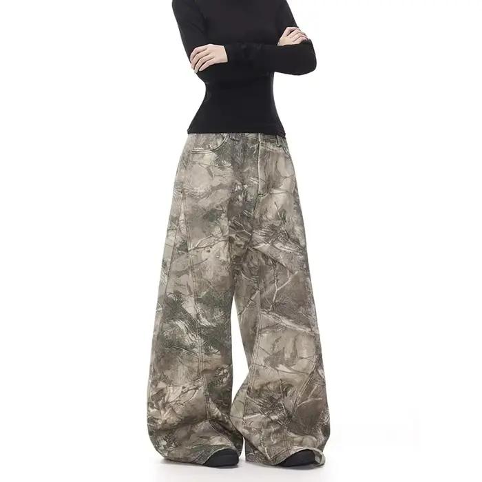 YIBASHU femmes Camouflage Cargo jean Harajuku Vintage Y2k surdimensionné Denim pantalon japonais années 90 Style