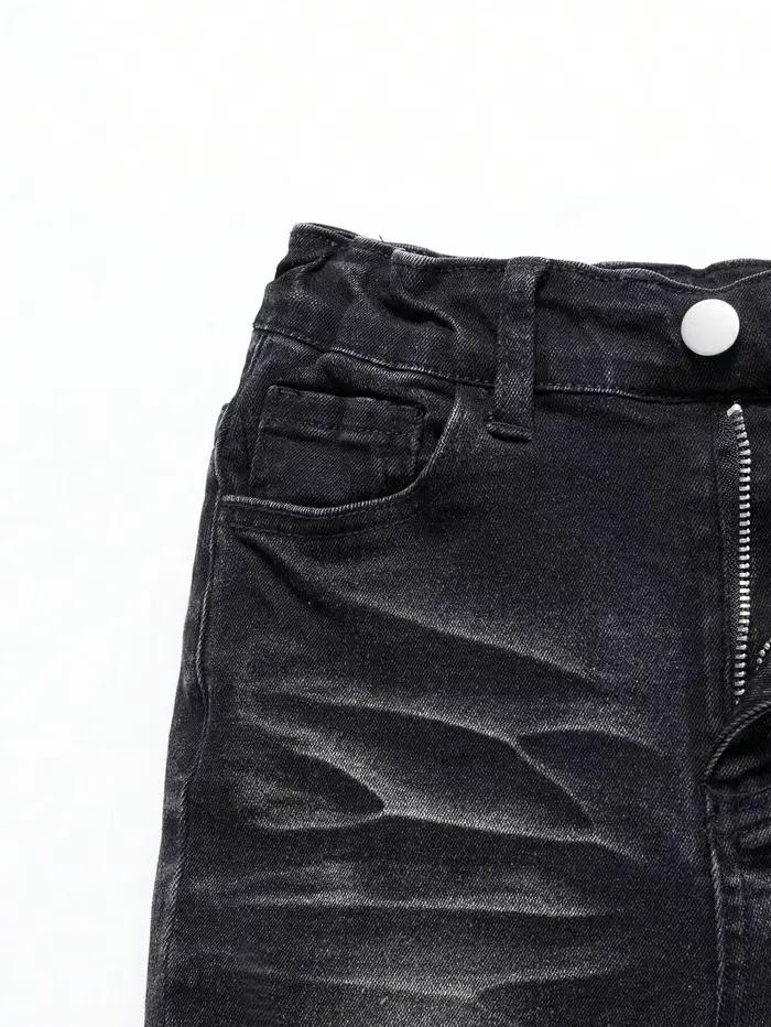 1 pièce de jean à la mode délavé flocon de neige quatre saisons pour hommes