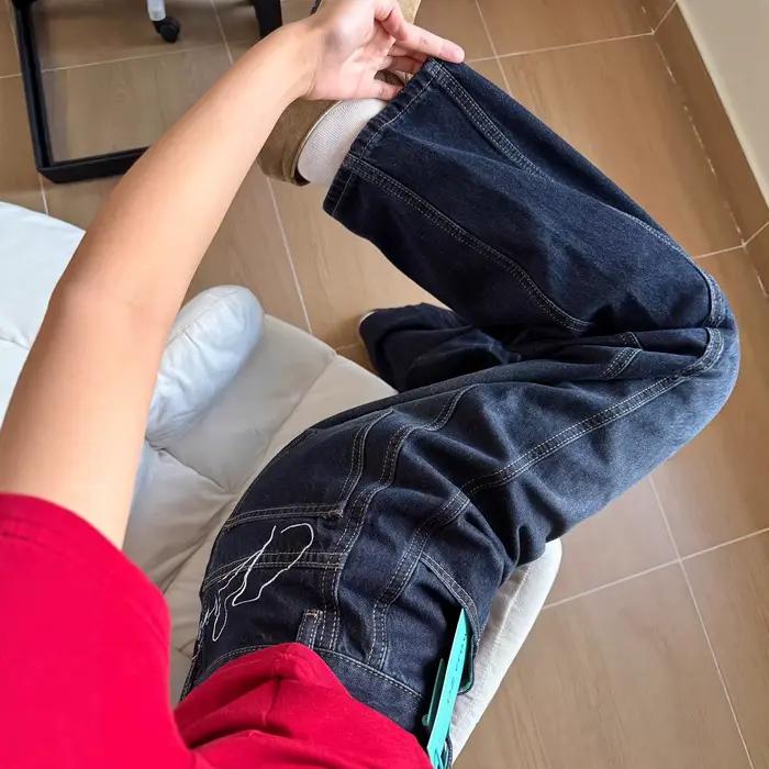 Jean en denim bleu rétro pour femme