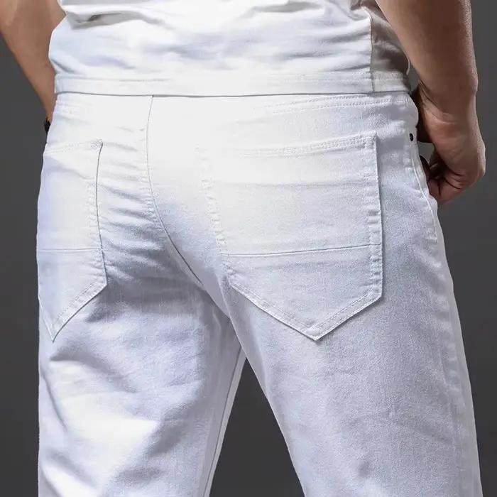 Pantalon homme slim blanc denim stretch confortable et élégant pour homme affaires et occasions décontractées