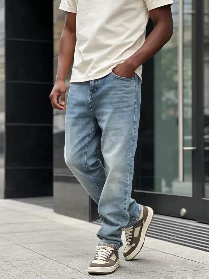 Jeans droits bleu clair tendance pour hommes